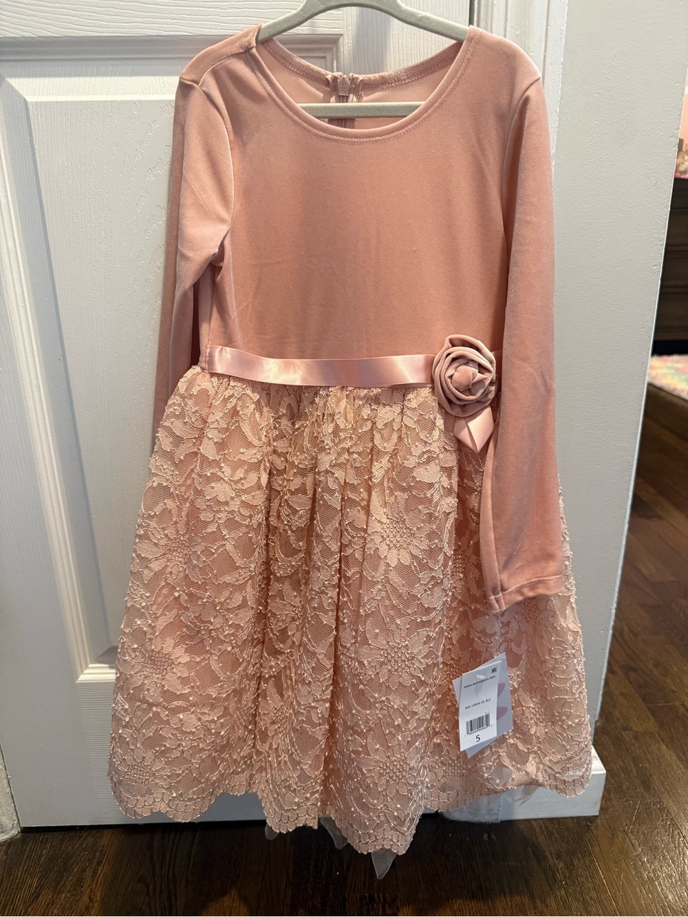Bonnie Jean Blush Pink Lace & Satin Flower Dress
